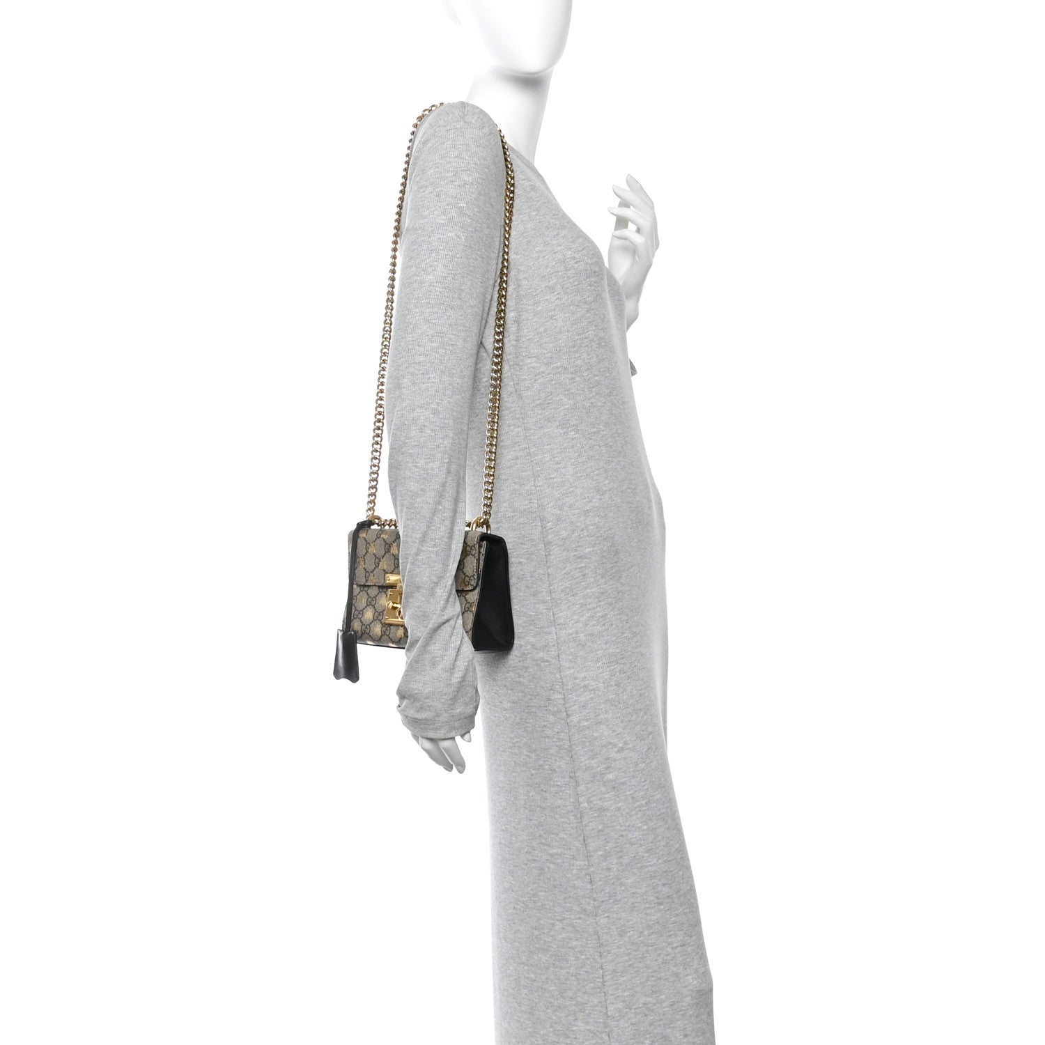 Gucci GG Supreme Monogram Bees Small Padlock Shoulder Bag Black 2 of 13