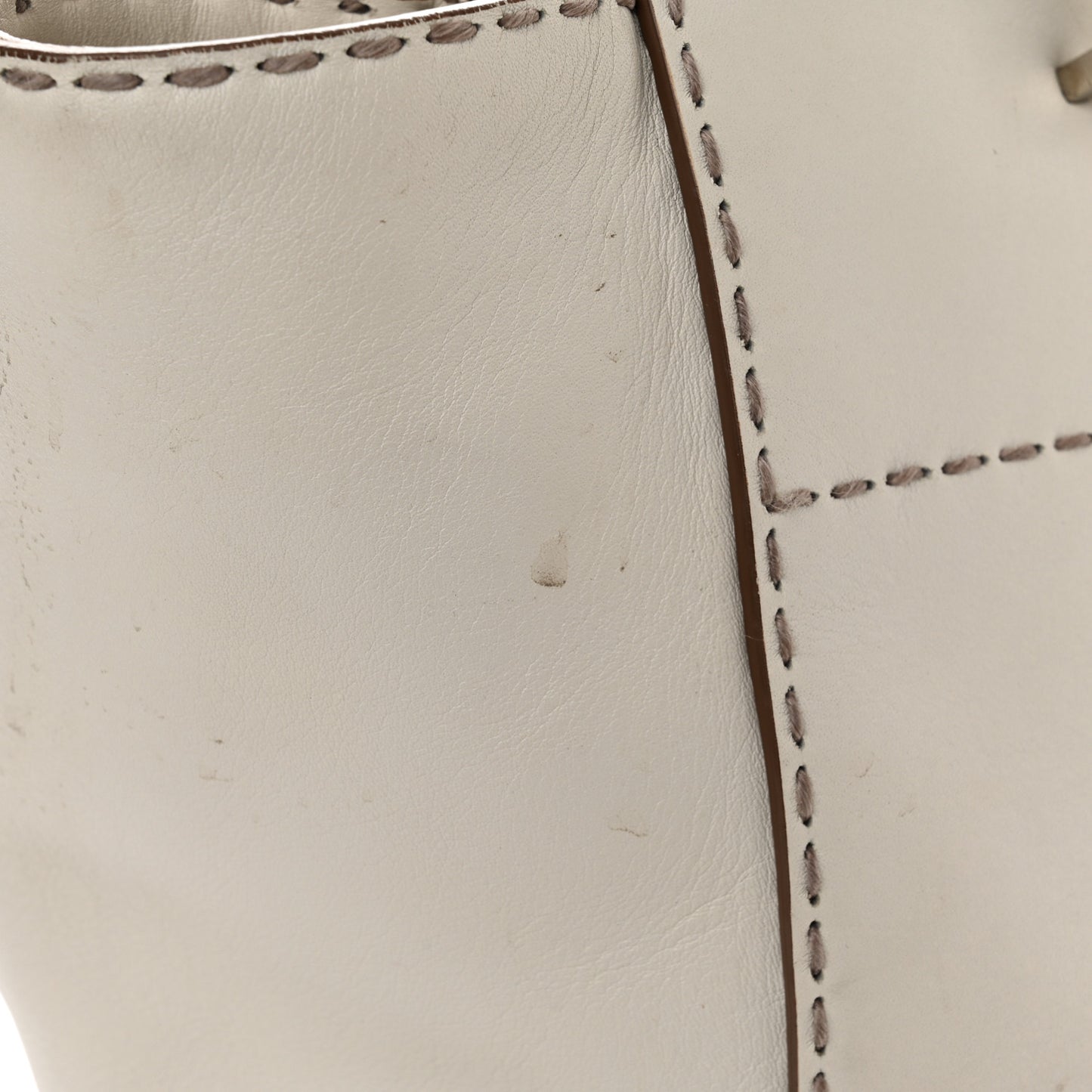 City Calf Small Hand Stitched Galleria Double Zip Tote White