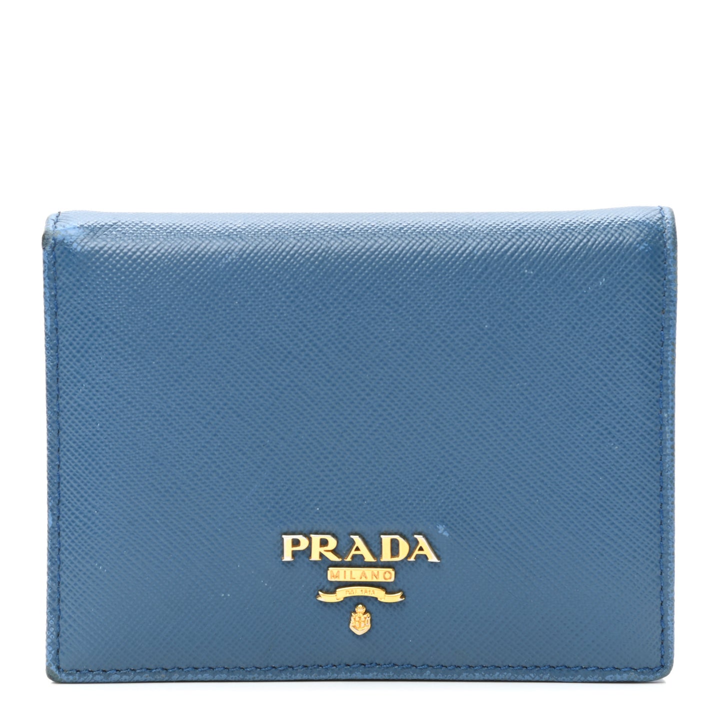 Saffiano Metal Compact Snap Bi-Fold Wallet Cobalto