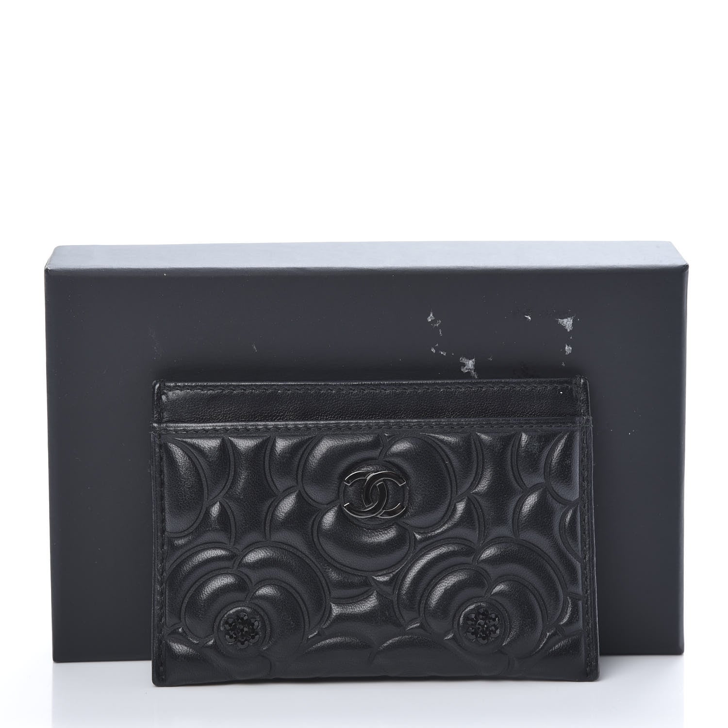 Chanel Lambskin Camellia Embossed Card Holder So Black 10 of 10