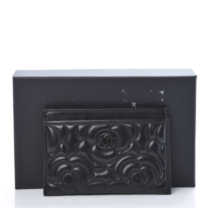 Chanel Lambskin Camellia Embossed Card Holder So Black 10 of 10