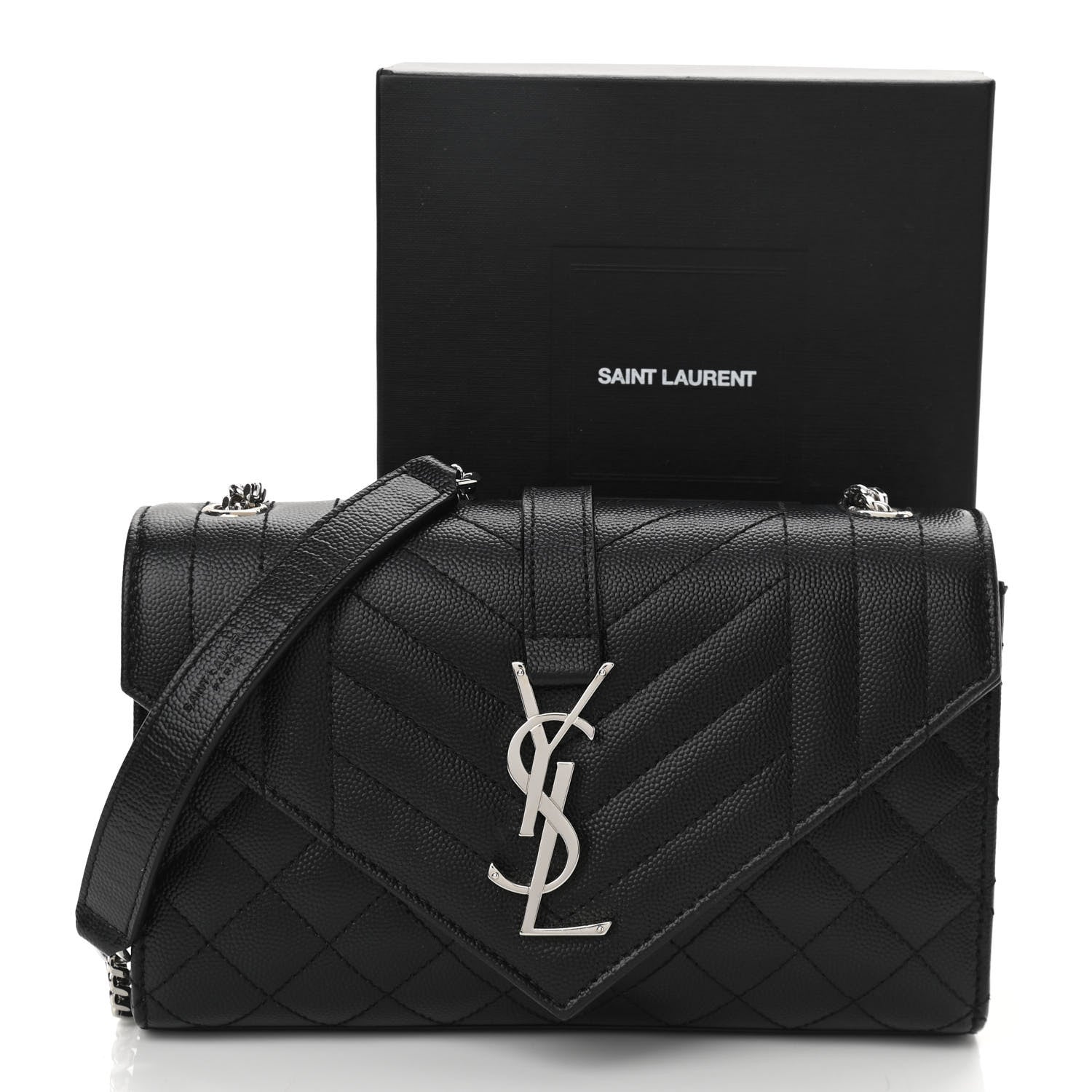 Saint Laurent Grain De Poudre Tri-Quilt Small College Monogram Satchel Black 10 of 10