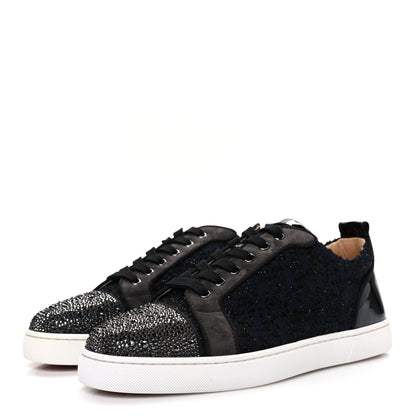 Christian Louboutin Calfskin Veau Velours Strass Mens Louis Junior Flat Sneakers 41.5 Version Reglisse 4 of 11