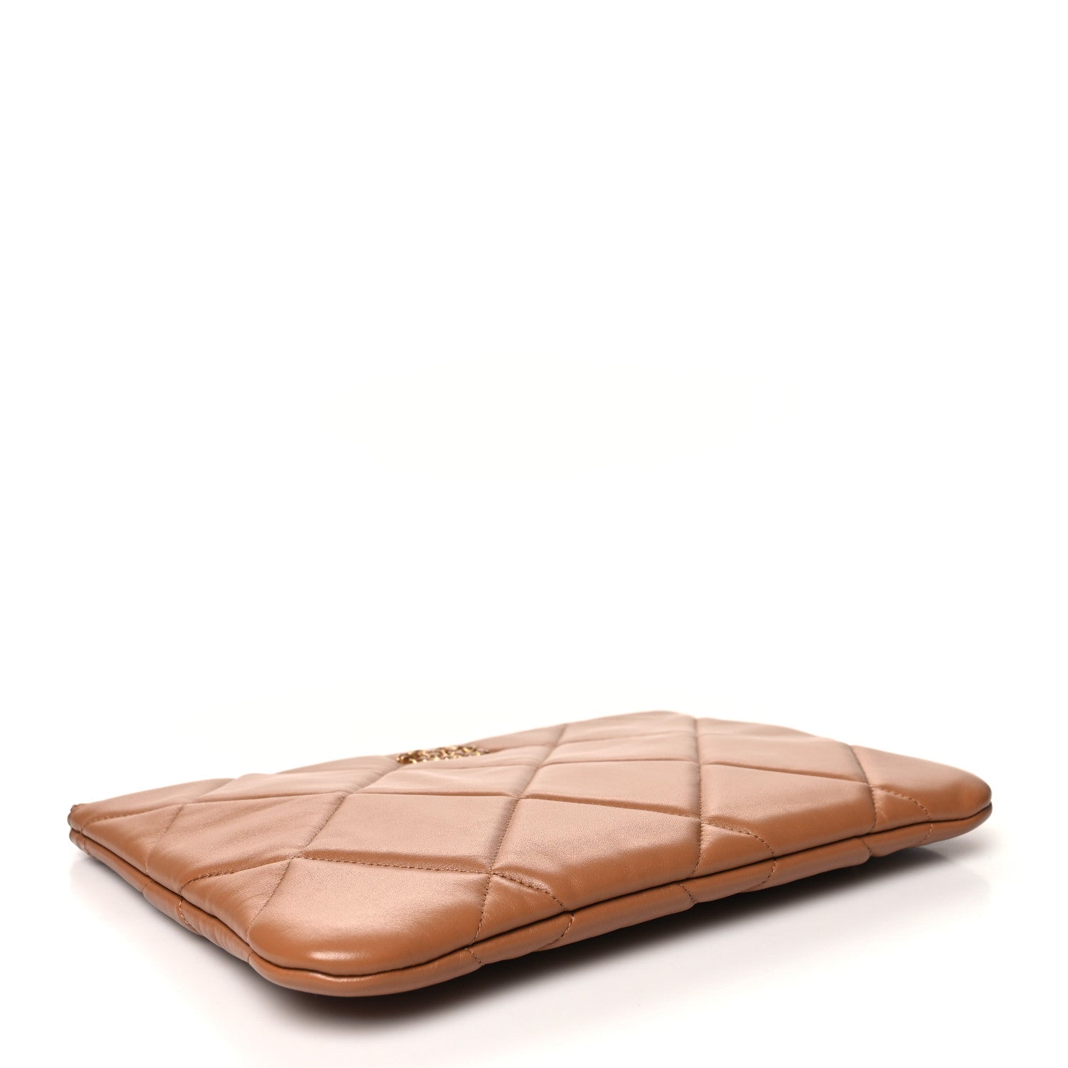 Chanel Goatskin Quilted Large Chanel 19 Pouch Brown 4 of 10