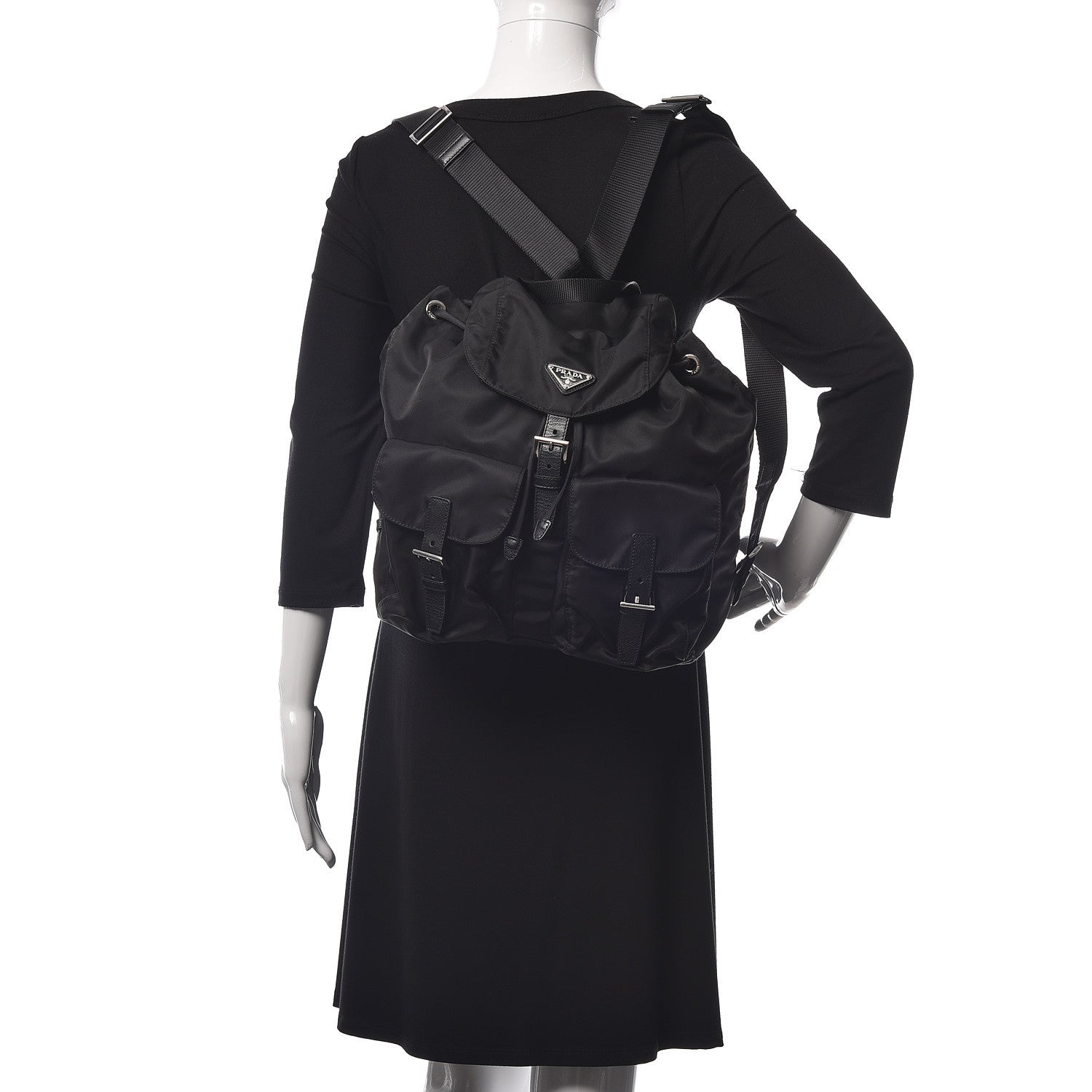 Prada Tessuto Nylon Vela Saffiano Large Backpack Black 2 of 11