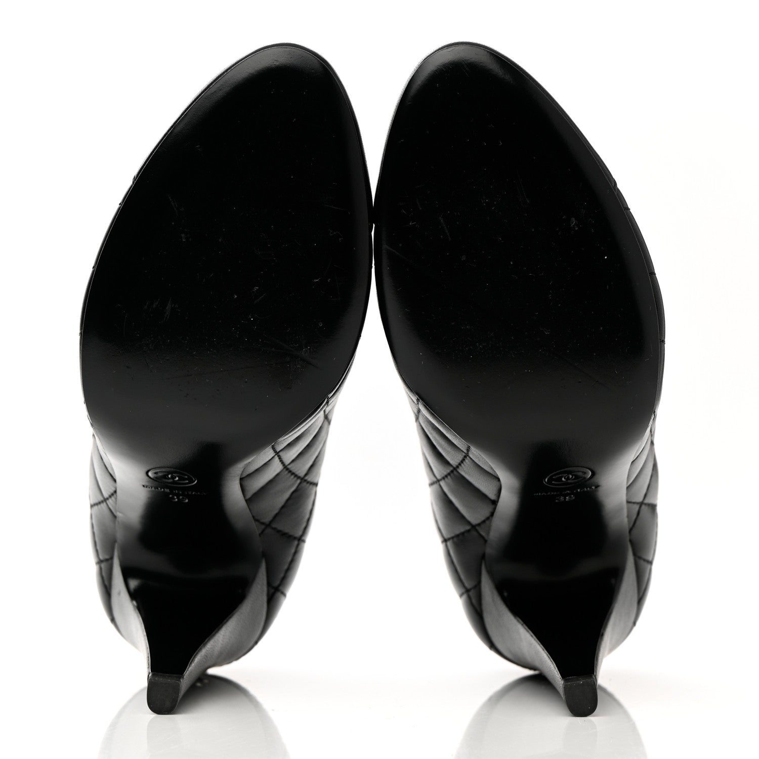 Chanel Lambskin Quilted Cap Toe Pumps 39 Black 5 of 11