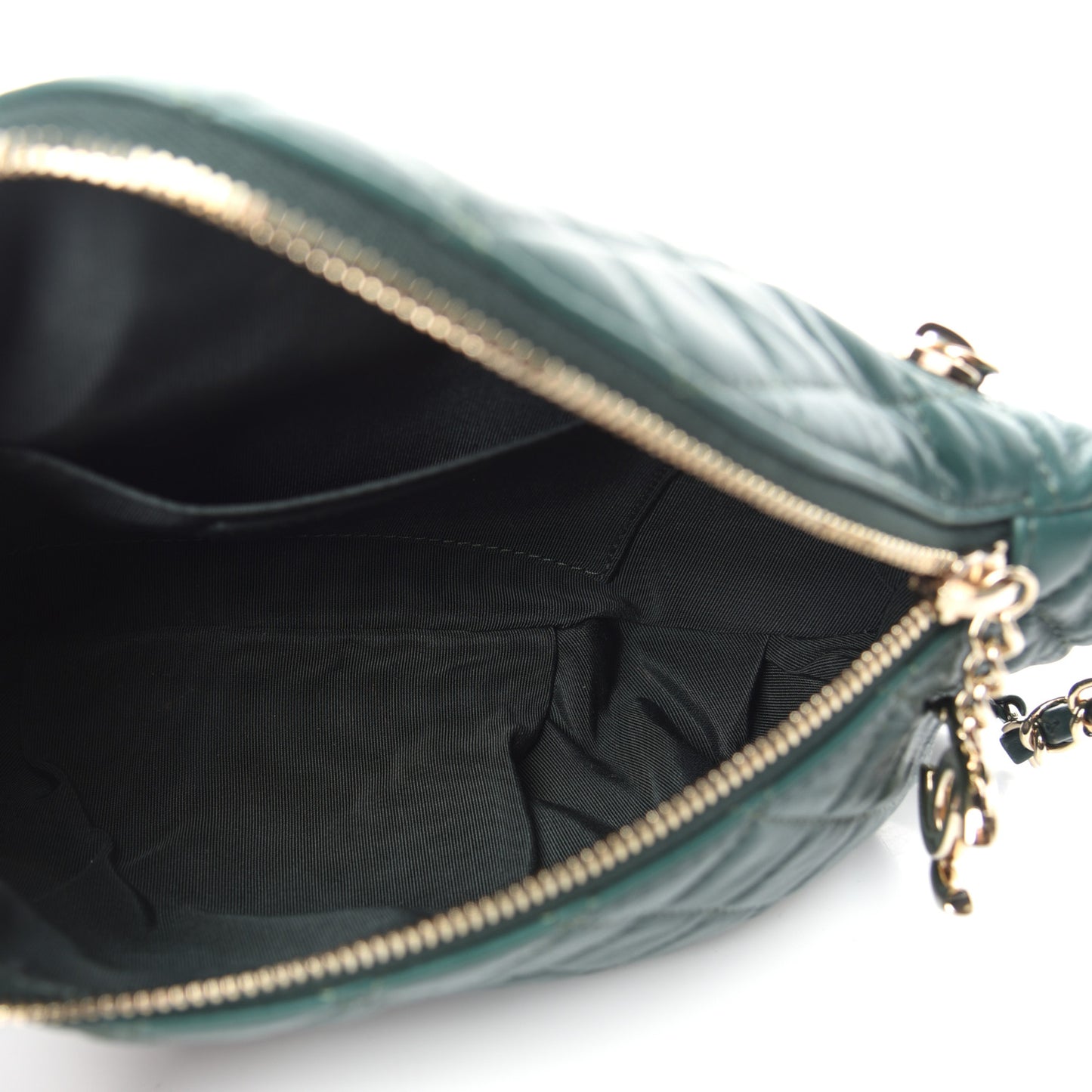 Calfskin Quilted Banane Waist Bag Fanny Pack Dark Green