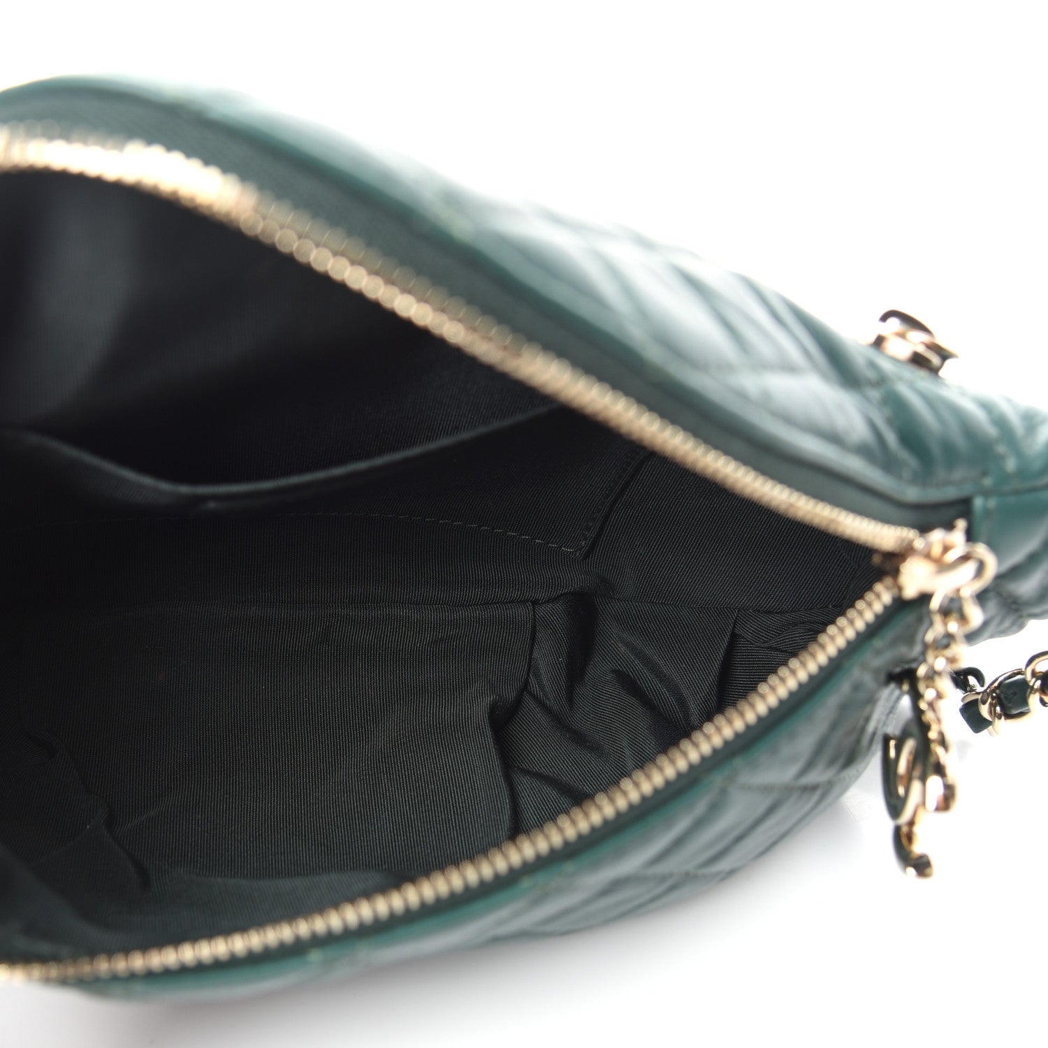 Chanel Calfskin Quilted Banane Waist Bag Fanny Pack Dark Green 5 of 12