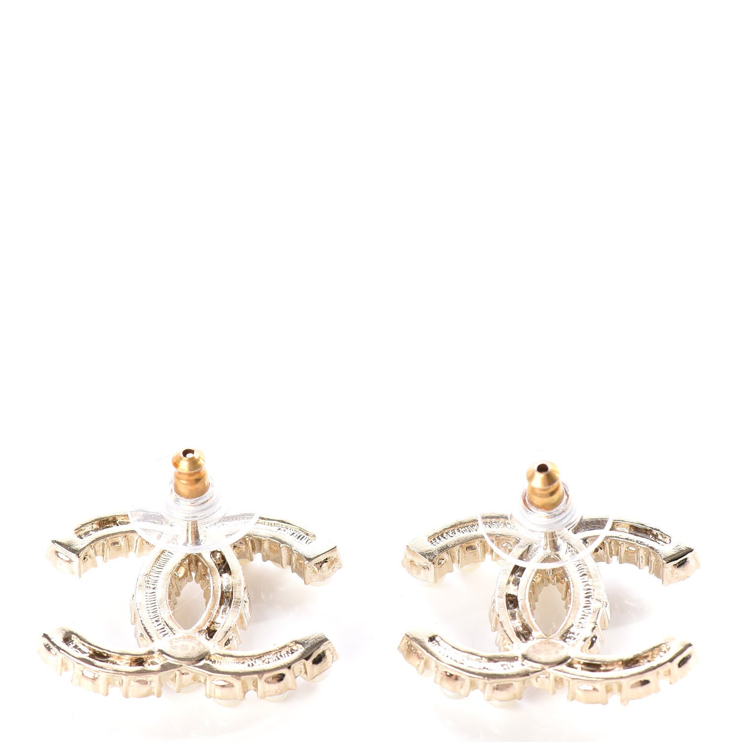 Chanel Crystal Pearl CC Dazzling Domino Earrings Gold 2 of 5