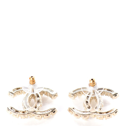 Chanel Crystal Pearl CC Dazzling Domino Earrings Gold 2 of 5