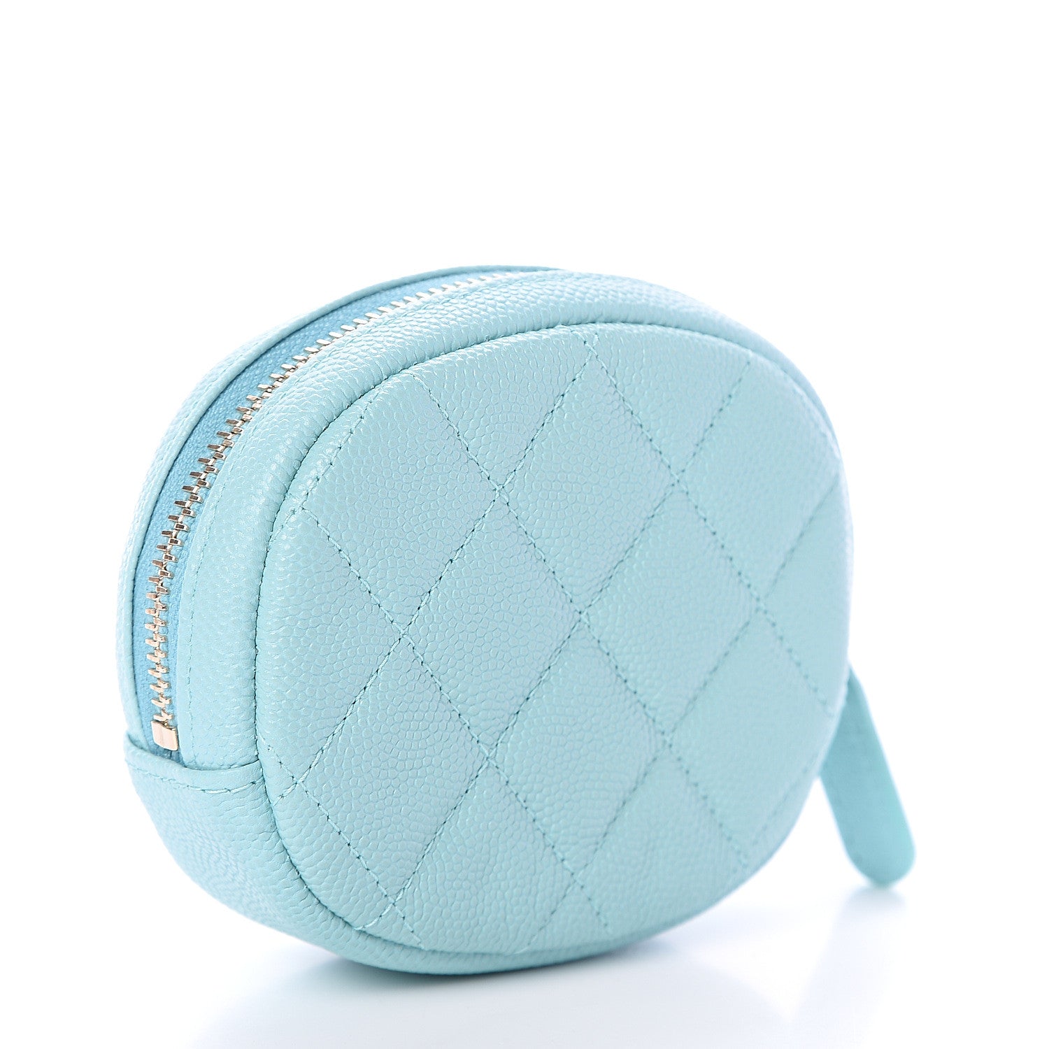 Chanel Caviar Quilted Zip Around Classic Coin Purse Light Blue 2 of 6