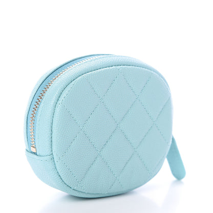 Chanel Caviar Quilted Zip Around Classic Coin Purse Light Blue 2 of 6