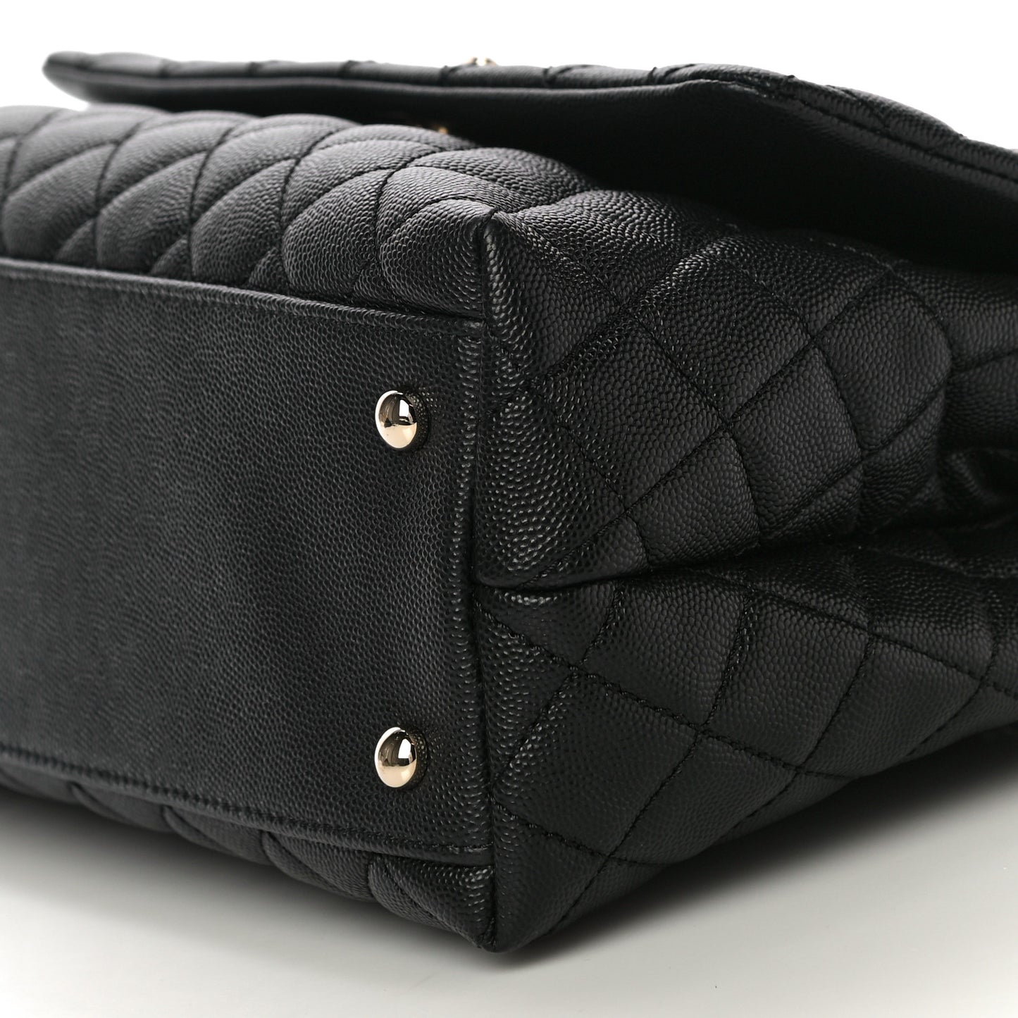 Caviar Quilted Small Coco Handle Flap Black