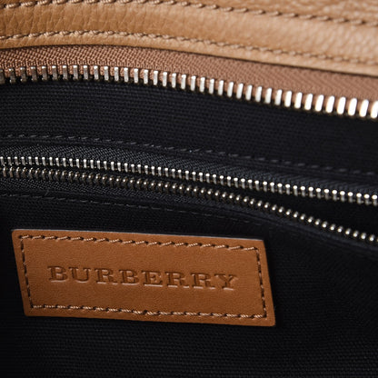 Burberry Mega Check Grained Calfskin Medium Harcourt Satchel Saddle Brown 7 of 15