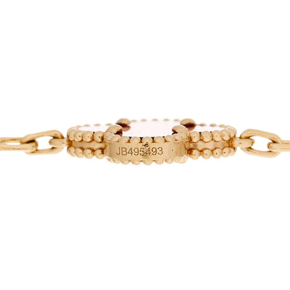 Van Cleef & Arpels 18K Yellow Gold Carnelian 5 Motifs Vintage Alhambra Bracelet 4 of 5