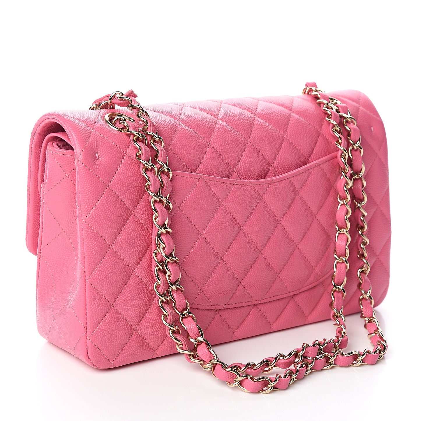 Caviar Quilted Medium Double Flap Pink