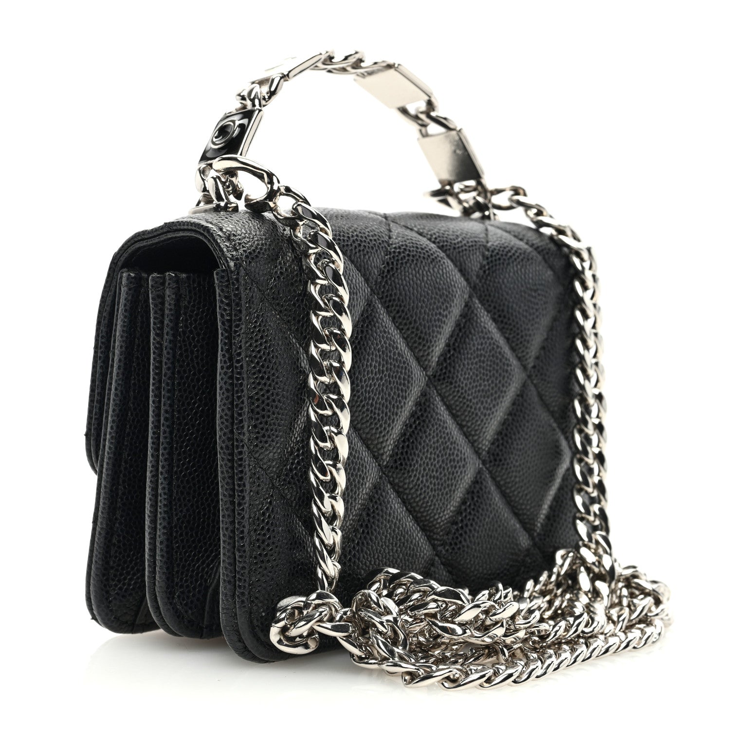 Chanel Caviar Quilted Pick Me Up Clutch With Chain Black 3 of 10