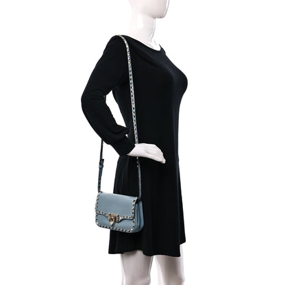 Valentino Garavani Vitello Mini Rockstud Flap Saddle Crossbody Bag Sky Sorbet 2 of 8