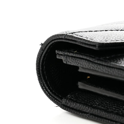 Saint Laurent Grain De Poudre Matelasse Chevron Monogram Flap Wallet Black 7 of 7