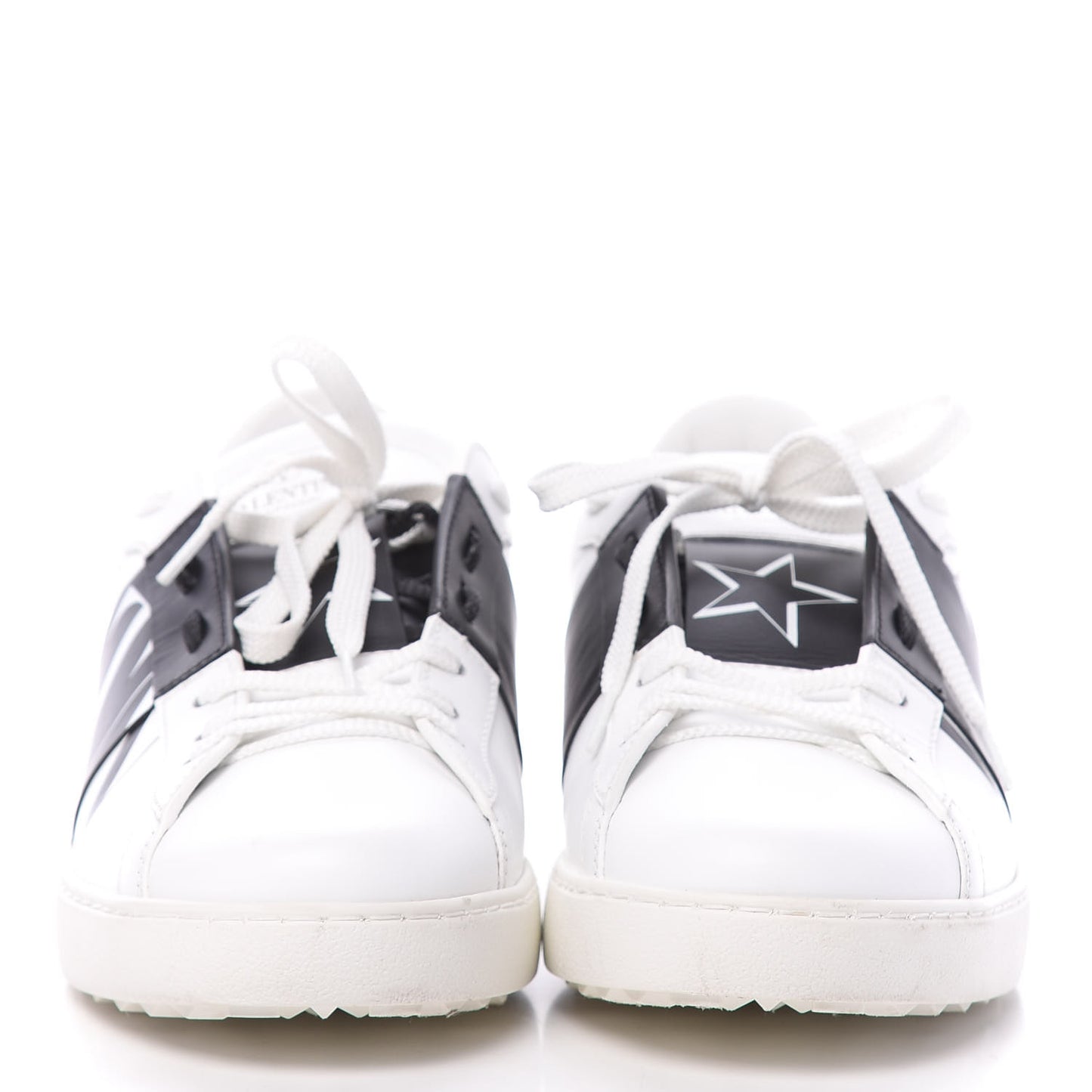 Calfskin Star VLTN Mens Rockstud Open Sneakers 41 White