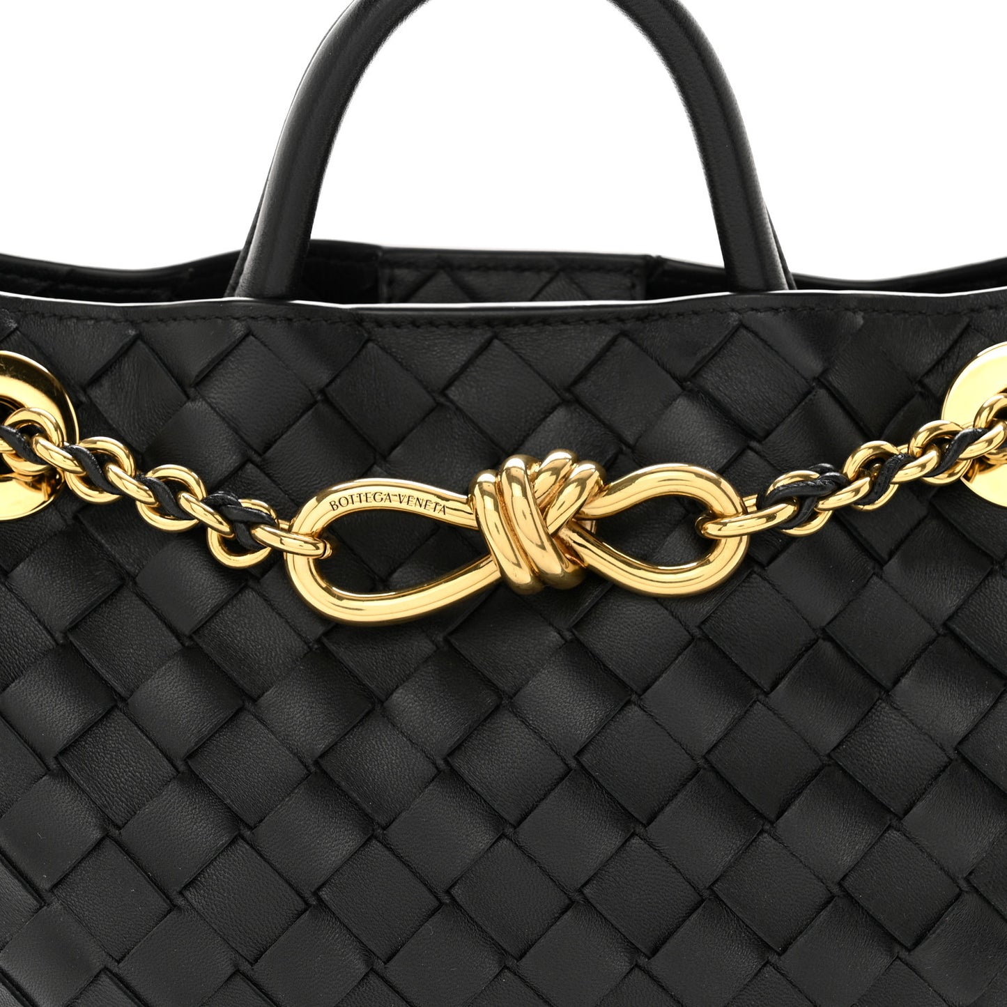 Nappa Intrecciato Small Andiamo With Chain Shoulder Bag Black