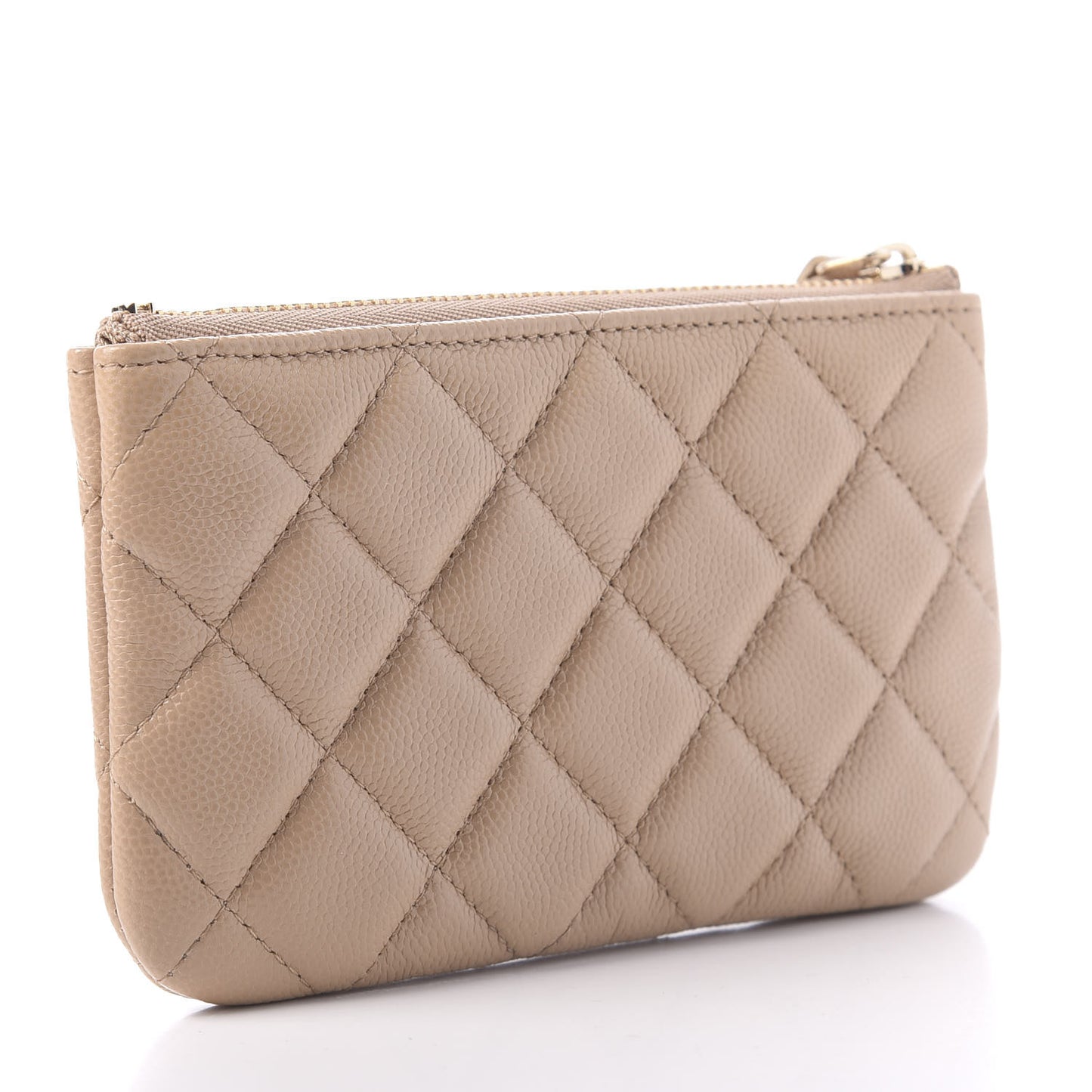 Caviar Quilted Small Cosmetic Case Beige