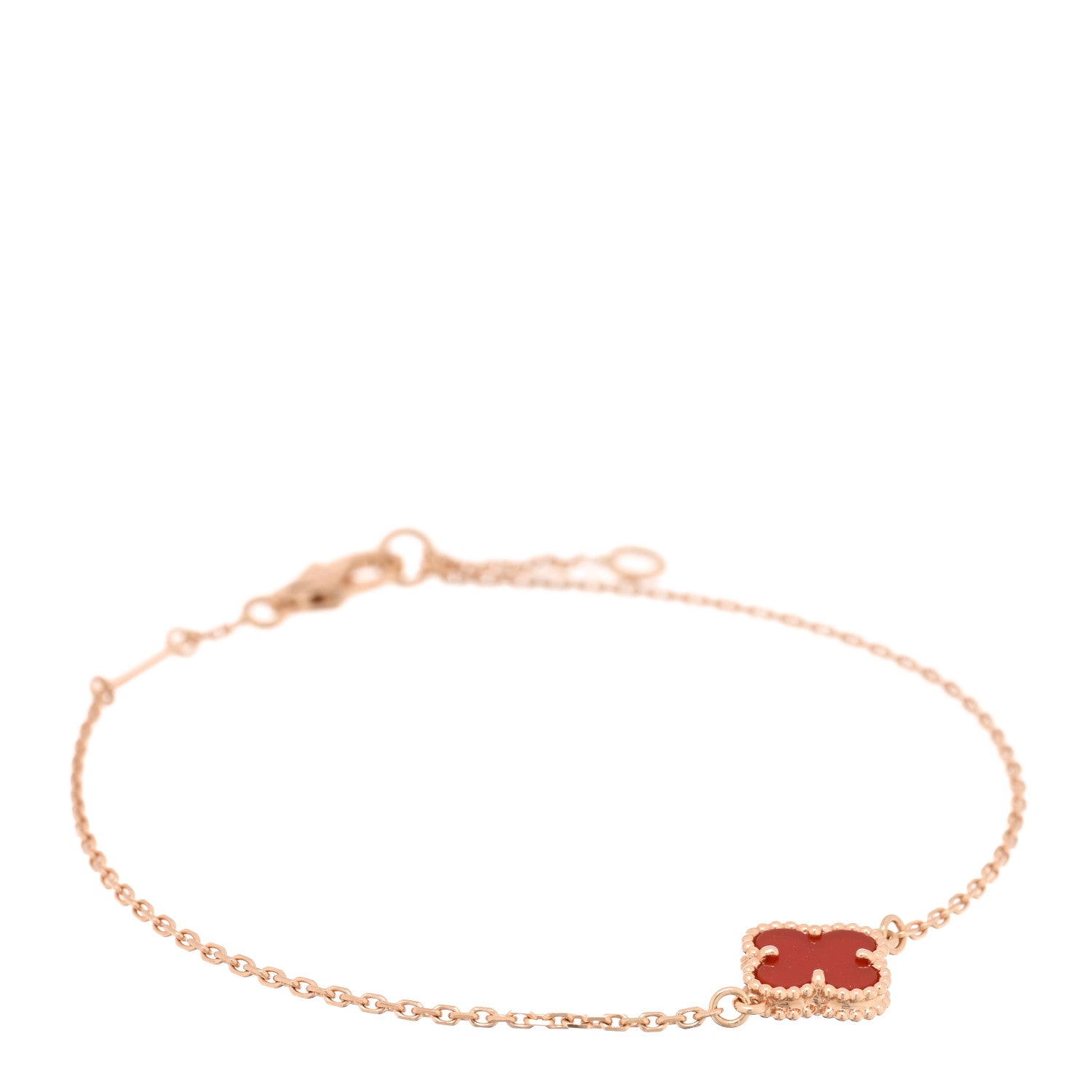 Van Cleef & Arpels 18K Rose Gold Carnelian Sweet Alhambra Bracelet 1 of 4