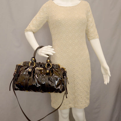 Miu Miu Vernice Patent Gathered Tote Black 2 of 7