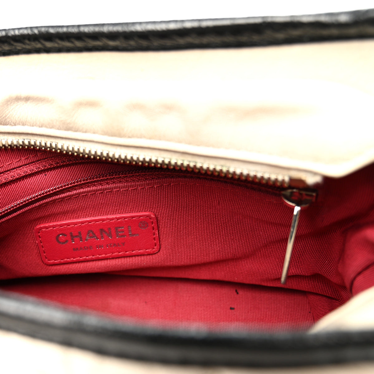 Aged Calfskin Quilted Small Gabrielle Hobo Black White