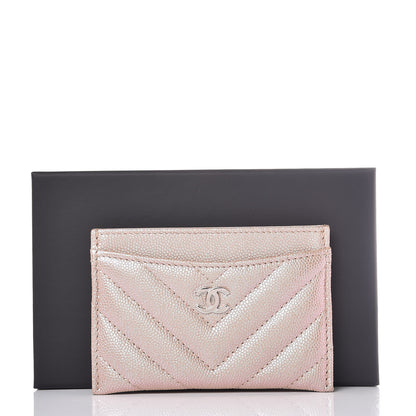 Chanel Metallic Caviar Chevron Quilted Card Holder Light Gold 13 of 13
