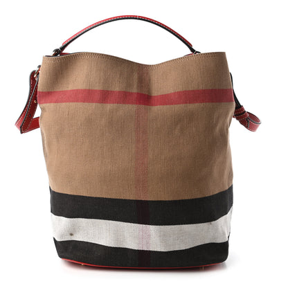 Burberry Canvas Mega Check Medium Ashby Hobo Cadmium Red 1 of 12