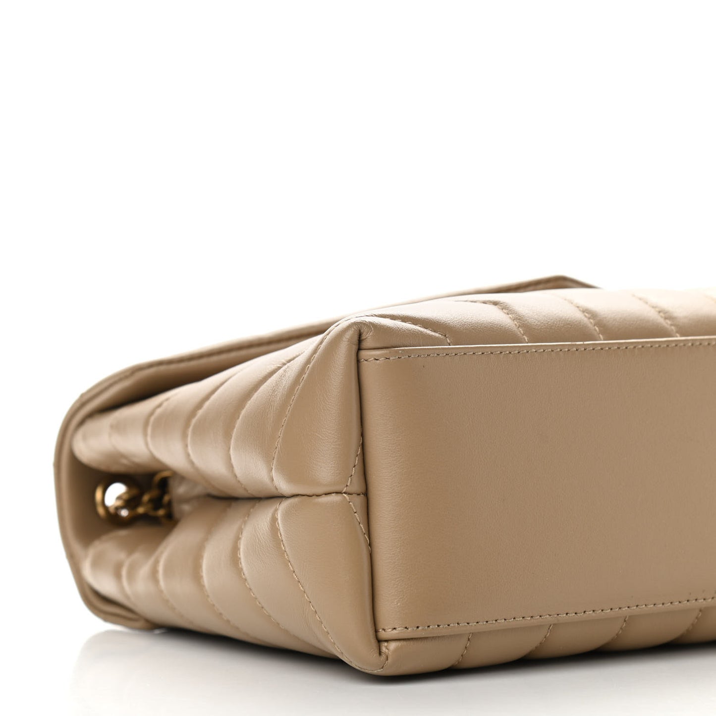 Calfskin Y Quilted Monogram Small Loulou Chain Satchel Dark Beige