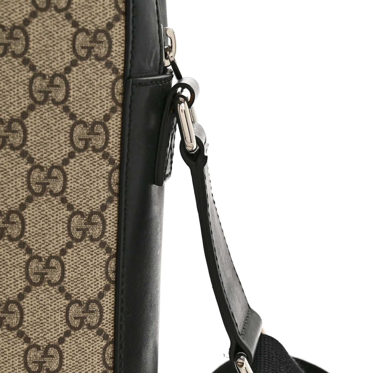Gucci GG Supreme Monogram Flat Messenger Bag Beige Black New Acero 12 of 13