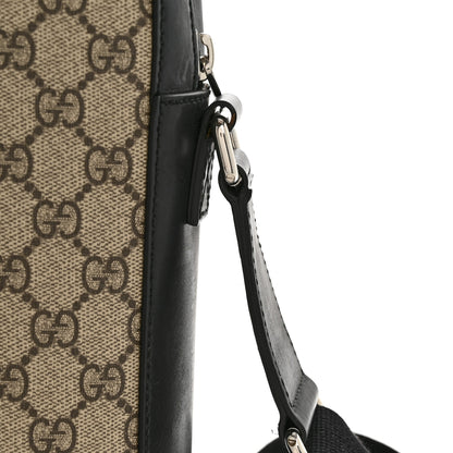 Gucci GG Supreme Monogram Flat Messenger Bag Beige Black New Acero 12 of 13
