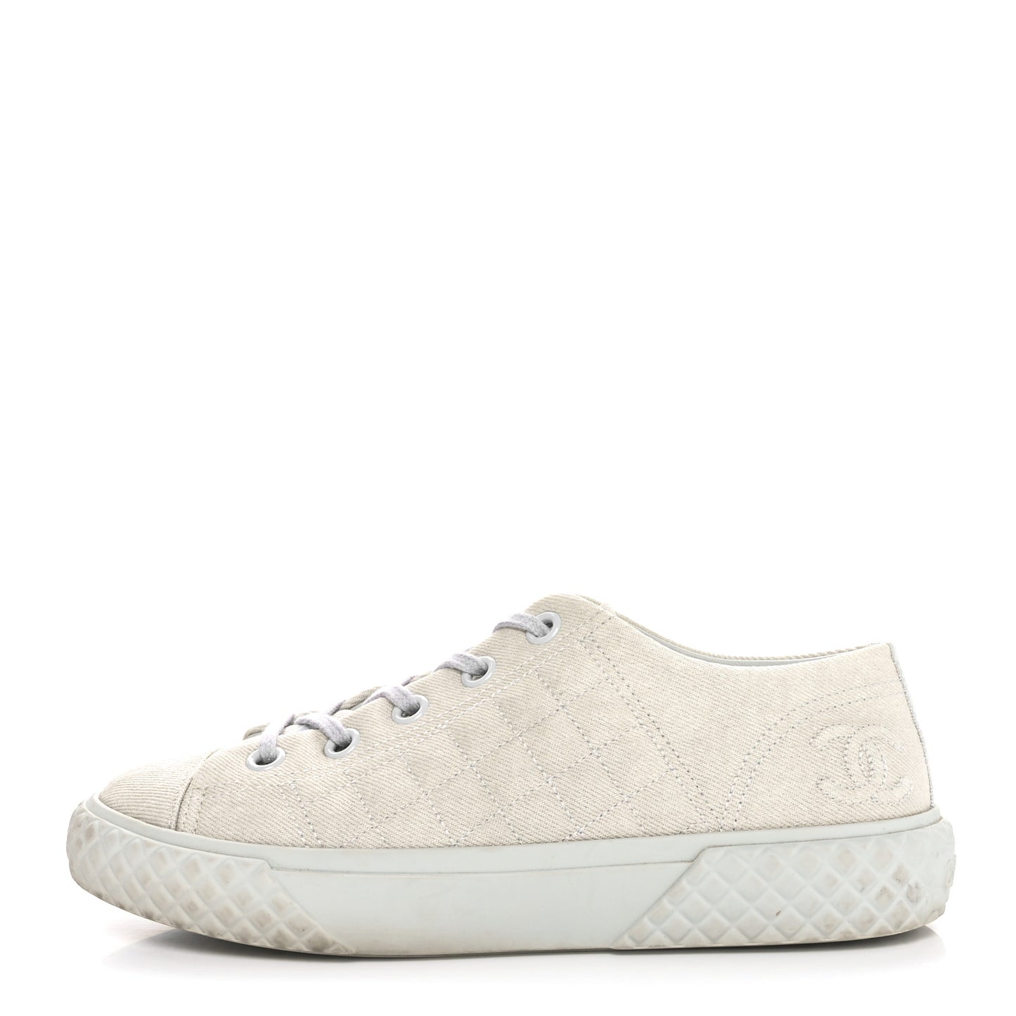 Denim Quilted Sneakers 36.5 Light Blue