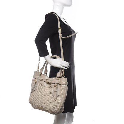 Burberry Calfskin Raffia Shoulder Bag Light Beige 2 of 14