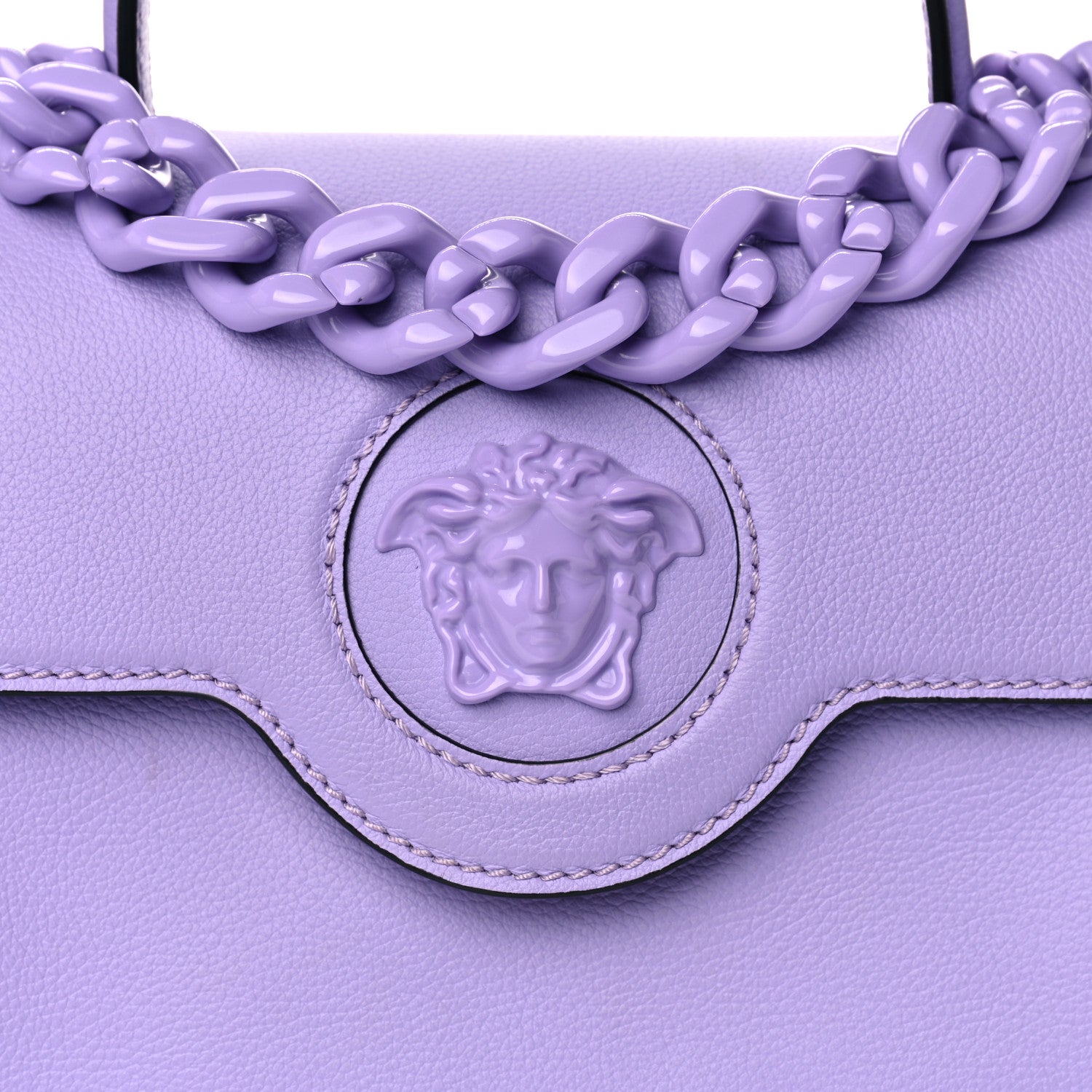 Versace Calfskin Medium La Medusa Top Handle Handbag Lilac 7 of 12
