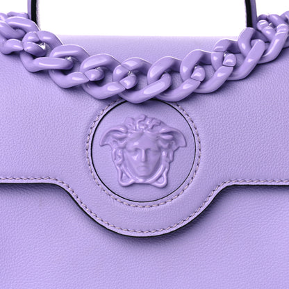 Versace Calfskin Medium La Medusa Top Handle Handbag Lilac 7 of 12