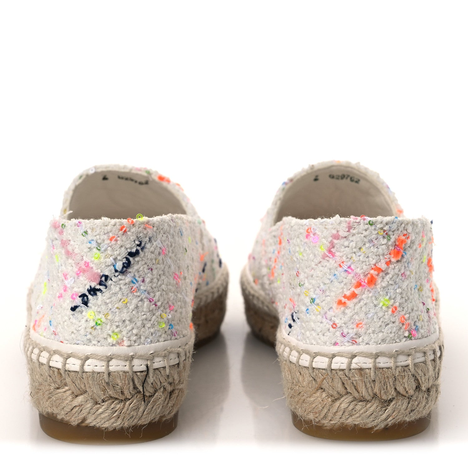 Chanel Glittered Tweed Lambskin CC Espadrilles 36  White Multicolor 6 of 11