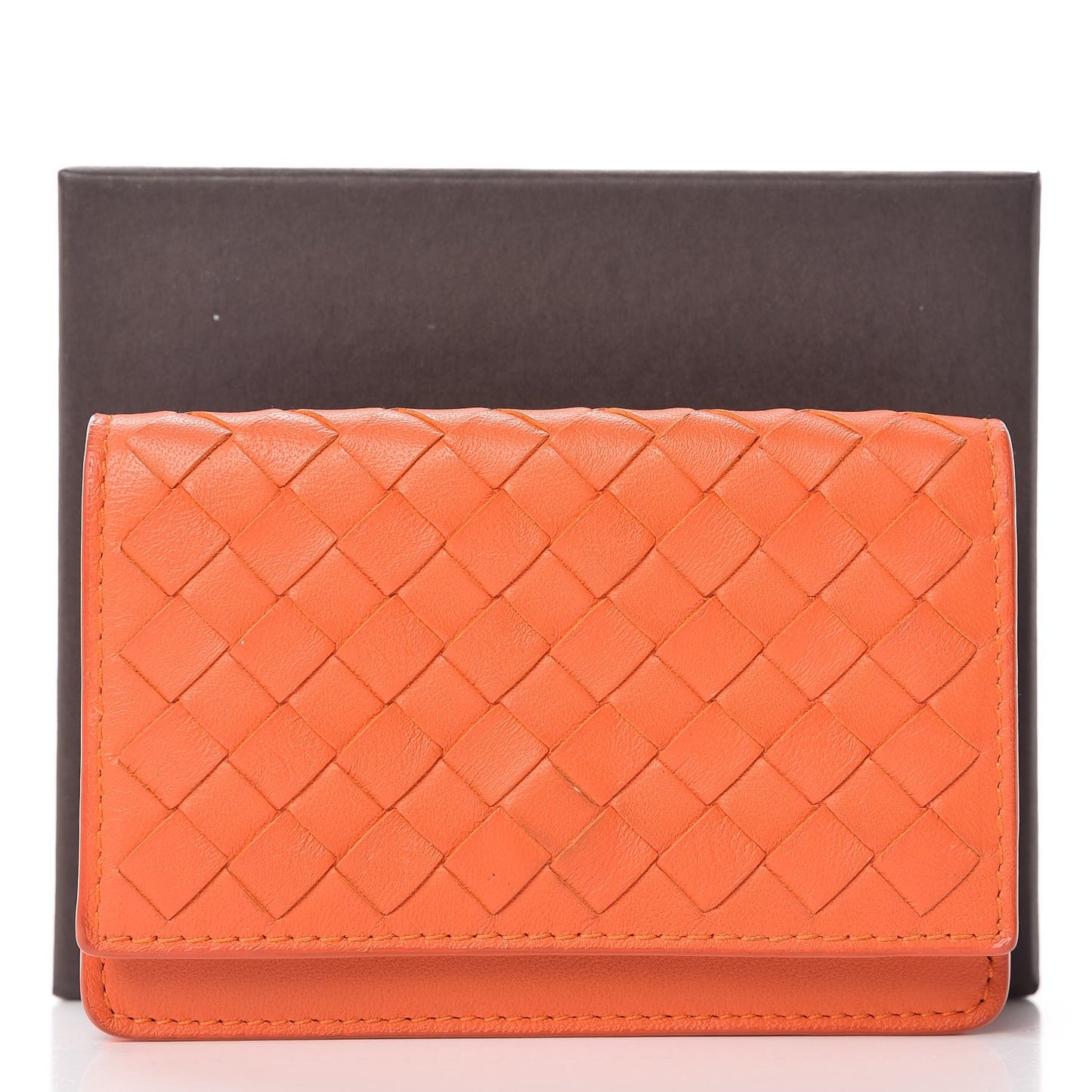 Nappa Intrecciato Card Holder Tangerine
