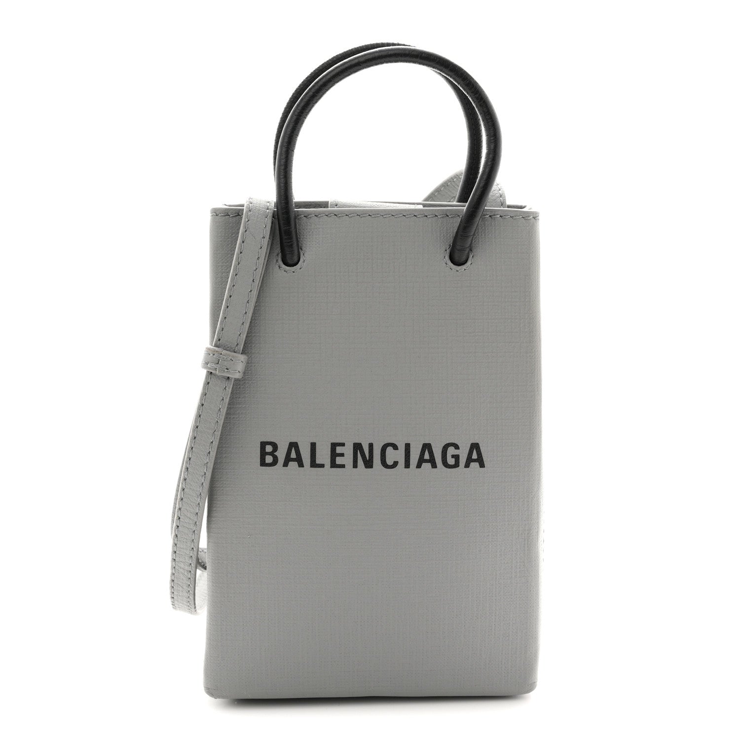 Balenciaga Squared Calfskin Logo Shopping Phone Holder Bag Balenciaga Grey 1 of 11