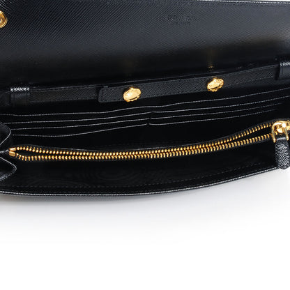 Prada Saffiano Metal Oro Chain Wallet Nero Black 6 of 9