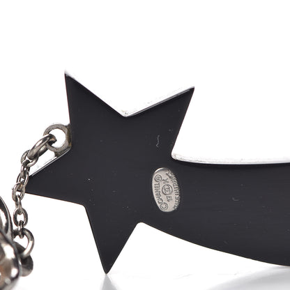 Chanel Resin Crystal CC Shooting Star Dangle Earrings Silver Purple 4 of 5
