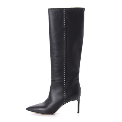 Valentino Garavani Vitello Lovestud Knee High Boots 39.5 Black 1 of 7