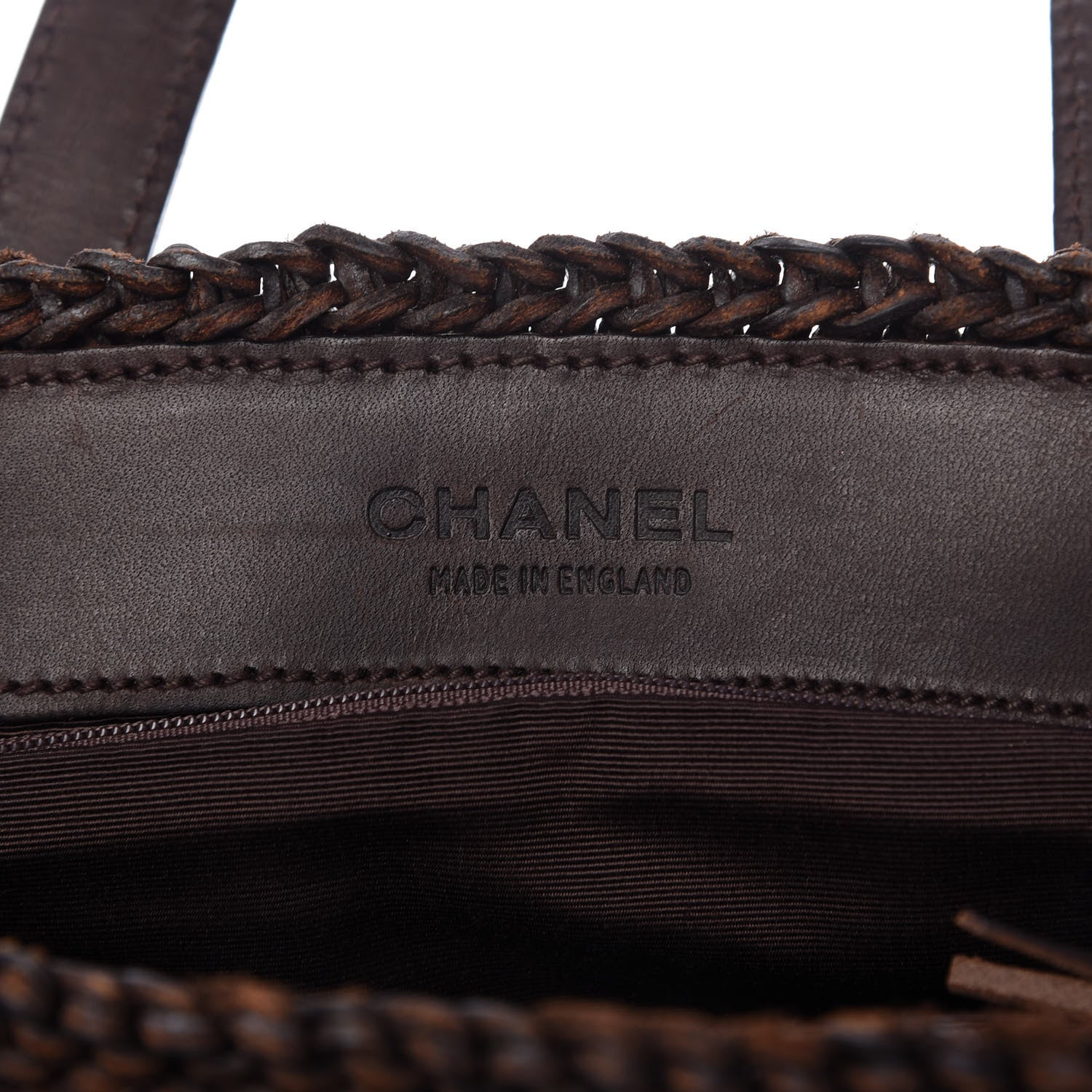 Chanel Calfskin Woven Tote Dark Brown 8 of 9