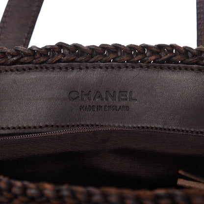 Chanel Calfskin Woven Tote Dark Brown 8 of 9