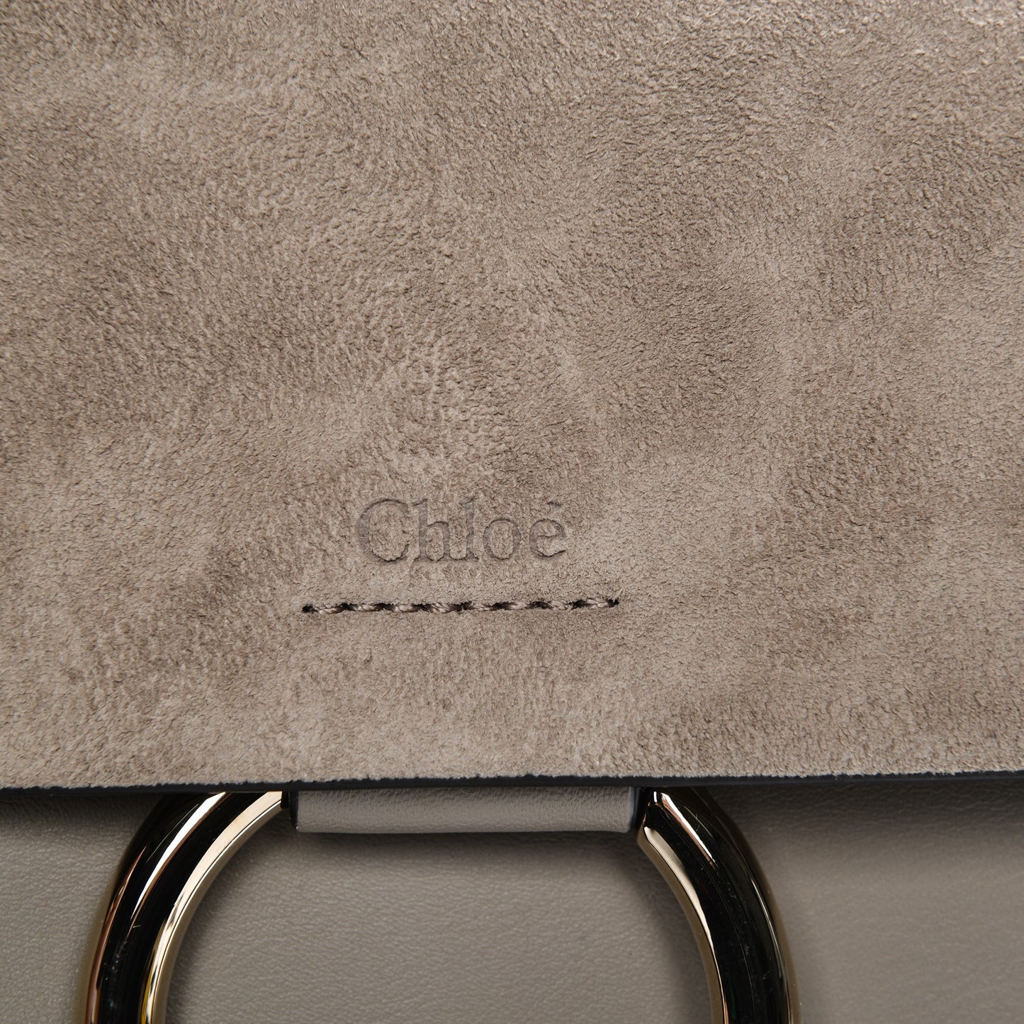 Suede Calfskin Small Faye Shoulder Bag Motty Grey