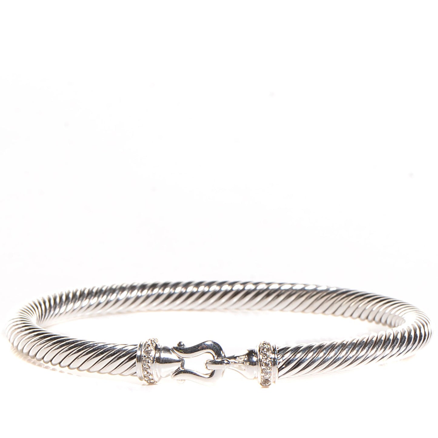 Sterling Silver Diamond 5mm Cable Buckle Bracelet