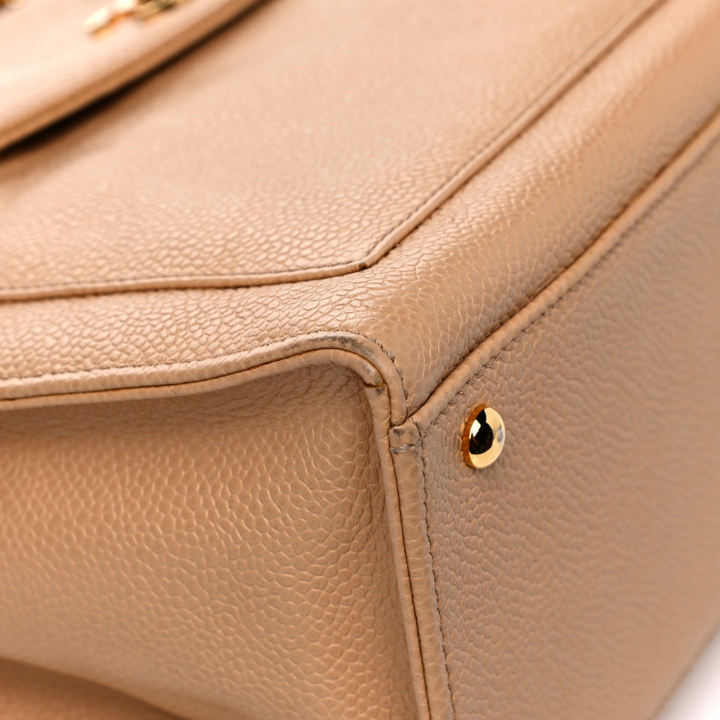 Caviar Flap Shoulder Bag Beige