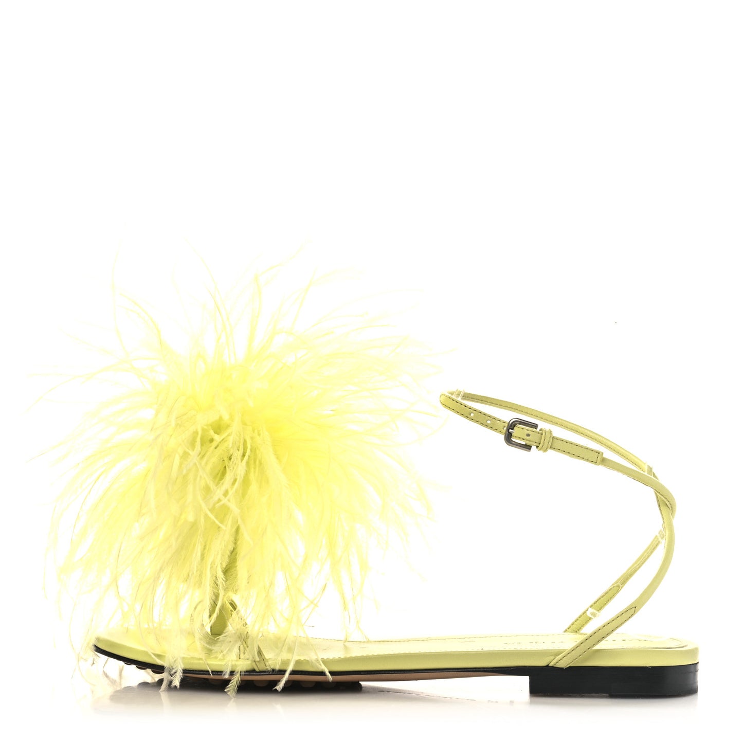Lambskin Ostrich Feather Dot Sandals 35 Seagrass
